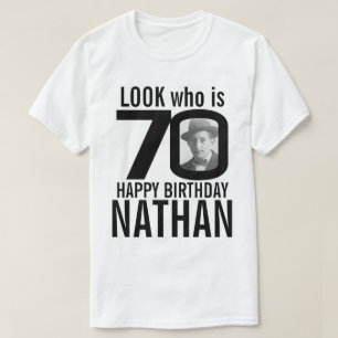 T-shirt 70e anniversaire mono look 70 photo personnalisée