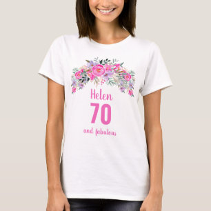 T-shirt 70e anniversaire nom floral rose