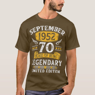 T-shirt 70e anniversaire vintage Septembre 1952 70 ans