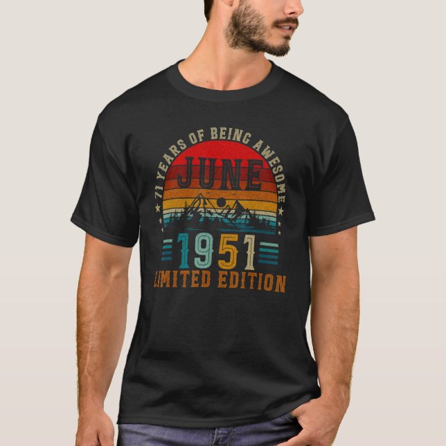 T-shirt 71 Ans Juin 1951 71e Anniversaire (Devant)