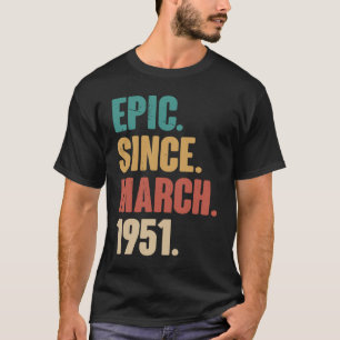 T-shirt 72 Ans Vintage 1951 Anniversaire 72ème Décoration