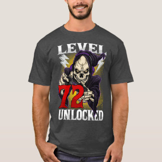 T-shirt 72e Anniversaire Gamer Squelette Niveau 72 Gam dév