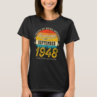 T-shirt 74 Ans Awesome Depuis Septembre 1948 74e Birt
