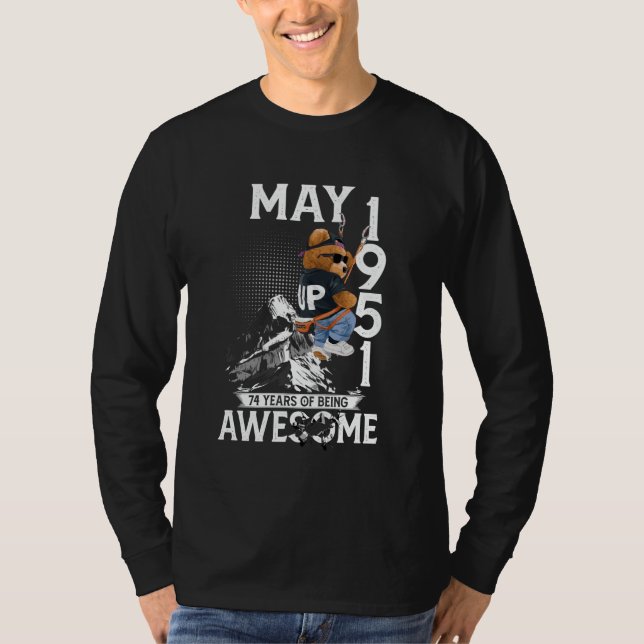 T-shirt 74e anniversaire Bear Légendes mai 1951 74 ans F (Devant)