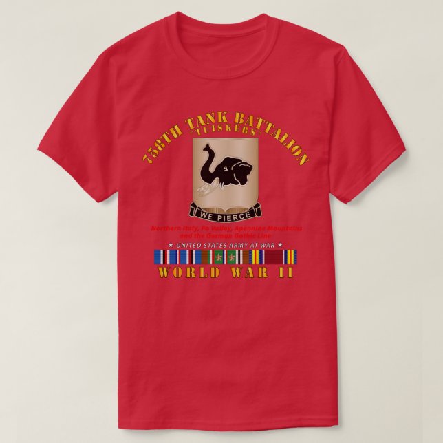 T-shirt 758e Bataillon de chars Tuskers 2ÈME GUERRE MONDIA (Design devant)