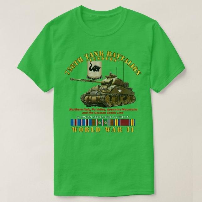 T-shirt 758e Bataillon de chars Tuskers avec chars 2ÈME GU (Design devant)