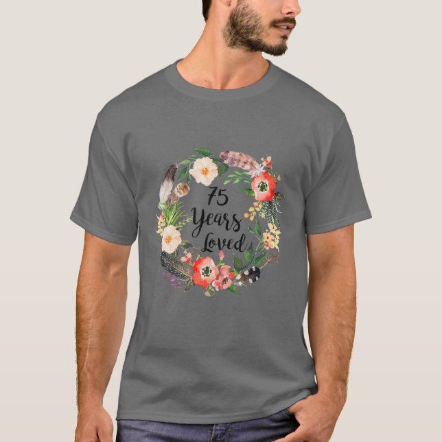 T-shirt 75 Ans Aimés, 75E Anniversaire Cadeaux Pour Femmes (Devant)