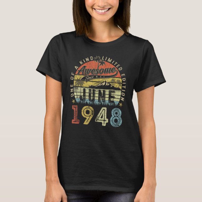 T-shirt 75 ans Awesome depuis juin 1948 75e anniversaire (Devant)