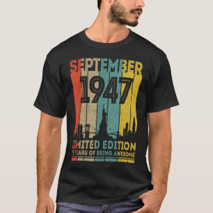 T-shirt 75 ans Vintage septembre 1947 75e anniversaire