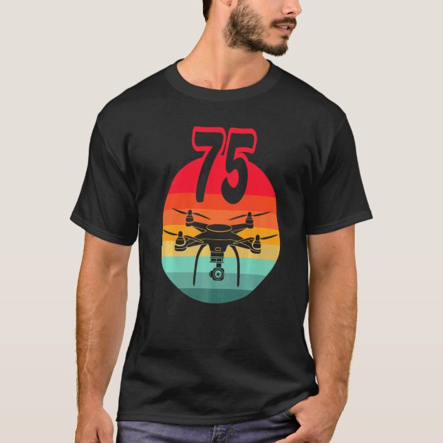 T-shirt 75e Anniversaire I Télécommande Rétro Drones Avec  (Devant)