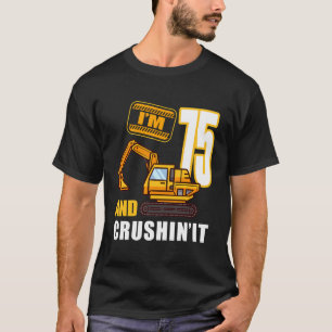T-shirt 75E Anniversaire Véhicules Excavateur De Construct