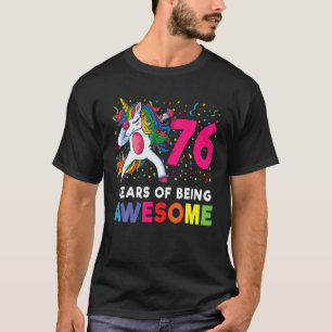 T-shirt 76E Anniversaire Dabbing Unicorn Party Don 76 Ans
