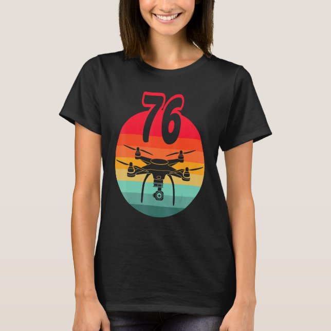 T-shirt 76e Anniversaire I Télécommande Rétro Drones Avec  (Devant)