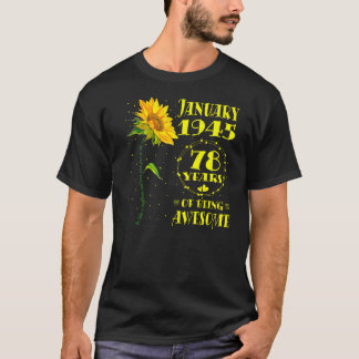 T-shirt 78e anniversaire 78 ans tournesol né janvier