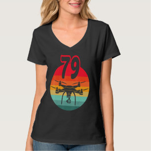 T-shirt 79e Anniversaire I Télécommande Rétro Drones Avec