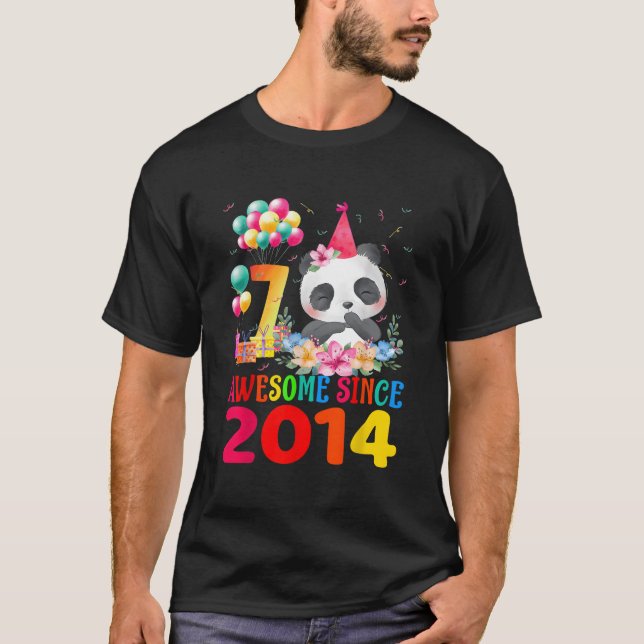 T-shirt 7 7Th Panda Awesome Since 2014 (Devant)
