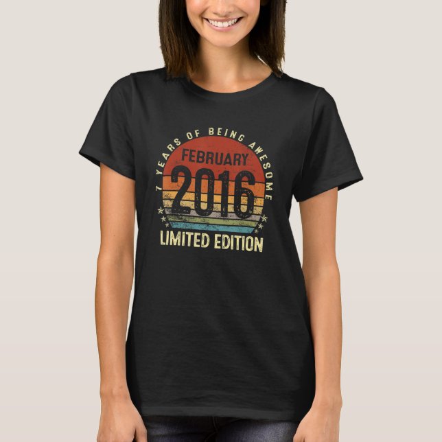 T-shirt 7 Année Vieux février 2016 7e anniversaire 1 (Devant)