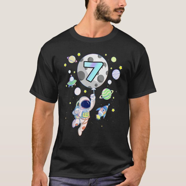 T-shirt 7 Anniversaire Boy Astronaut Space 7th B Da (Devant)
