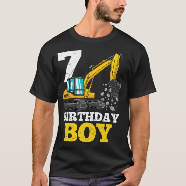 T-shirt 7 Anniversaire Boy Cadeau Fête de Construction (Devant)