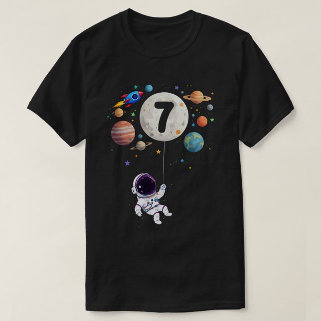 T-shirt 7 Anniversaire Planètes Astronaut 7e Anniversaire (Design devant)
