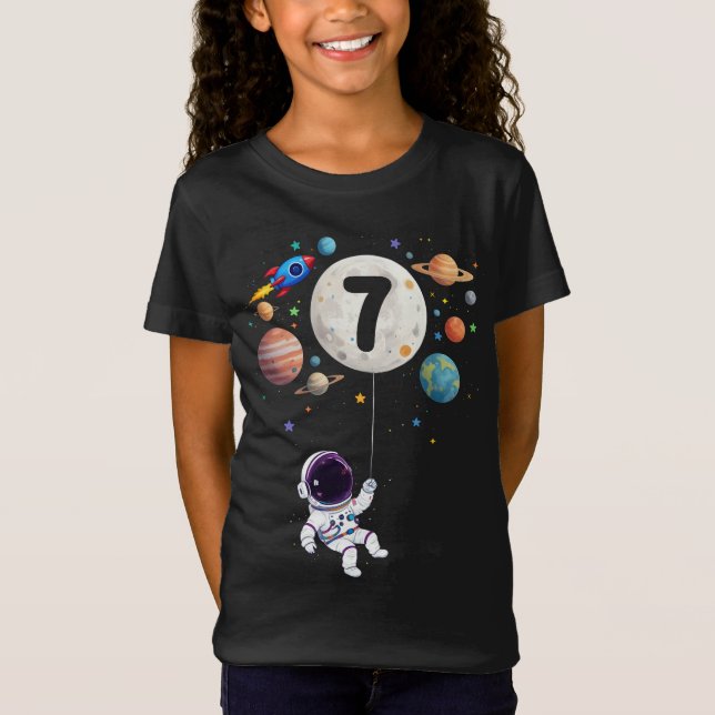 T-Shirt 7 Anniversaire Planètes Astronaut 7e Anniversaire (Devant)