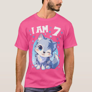 T-shirt 7 Ans 7 Anniversaire Loups Garçon Fille Loup