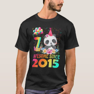 T-shirt 7 Ans 7E Anniversaire Panda Awesome Depuis 2015