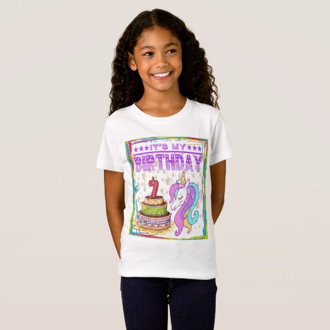 T-Shirt 7 ans 7e anniversaire Unicorn Dabbing Girl (Devant entier)
