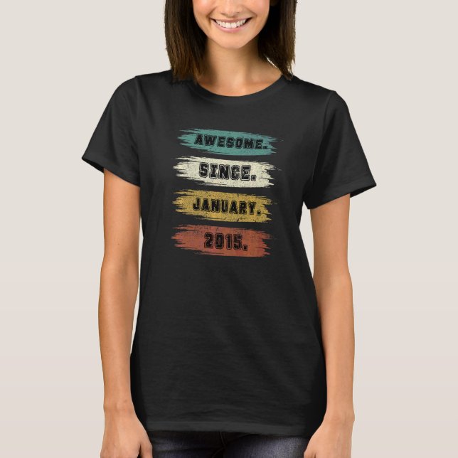 T-shirt 7 Ans Awesome Depuis Janvier 2015 7e anniversaire (Devant)