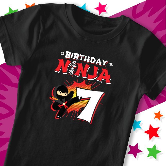 T-Shirt 7 Ans Bande dessinée Style Ninja 7e Anniversaire (Créateur téléchargé)