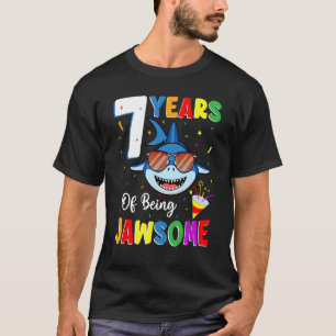 T-shirt 7 Ans D'Être Jawsome Shark 7e Anniversaire 7 Année