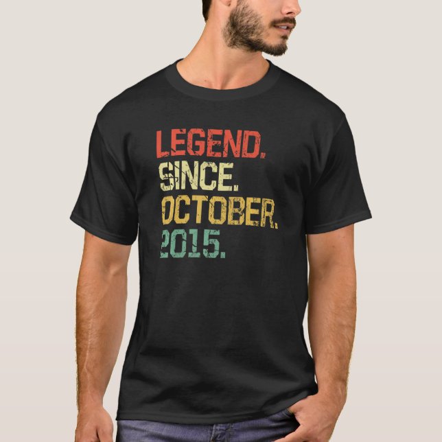 T-shirt 7 Ans Garçons Filles Légende Depuis Octobre 2015 (Devant)