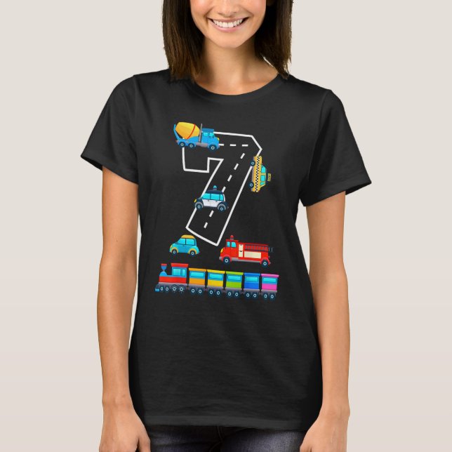 T-shirt 7 ans Transport Anniversaire Plan de train (Devant)