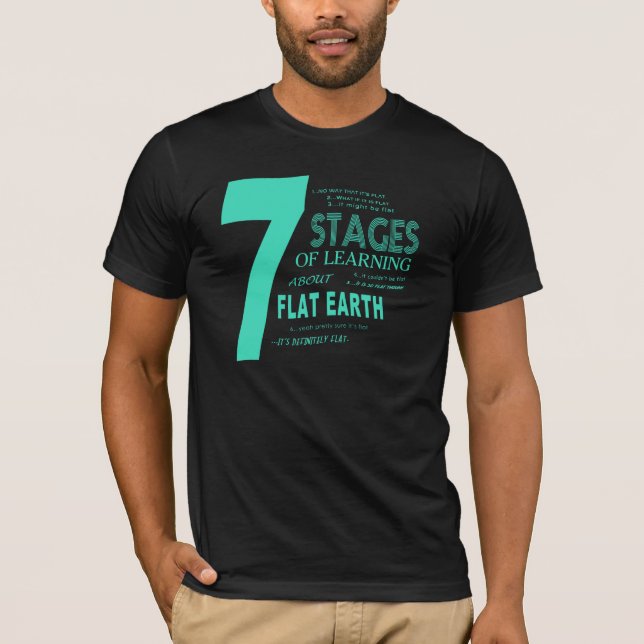 T-shirt 7 étapes de se renseigner sur la terre plate (Devant)