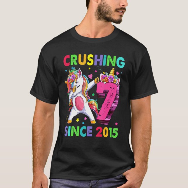 T-shirt 7 Le broyer depuis 2015 Dabbing Unicorn 7e naissan (Devant)