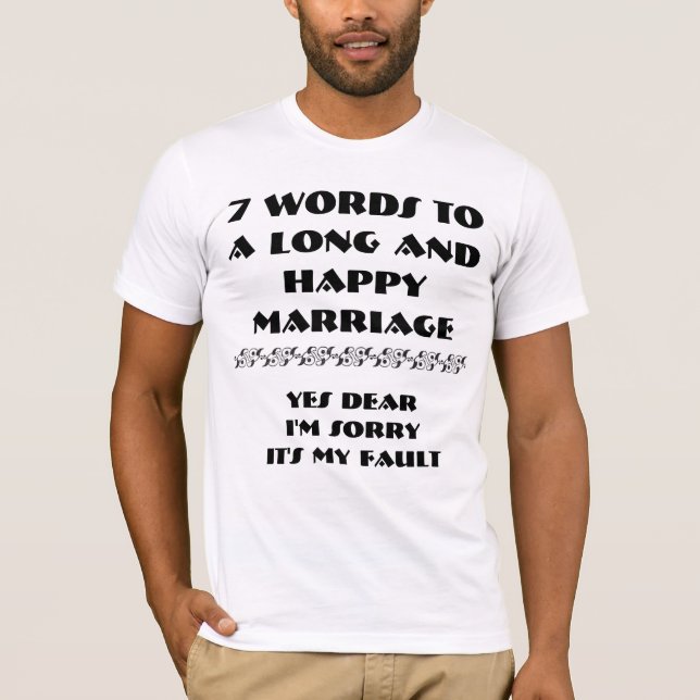 T-shirt 7 Mots À Un Mariage Long Et Heureux - (Devant)
