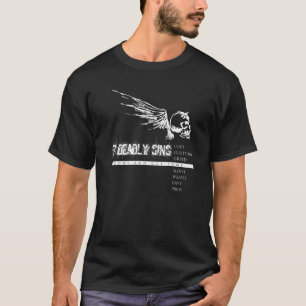 T-shirt 7 péchés mortels blancs sur le noir