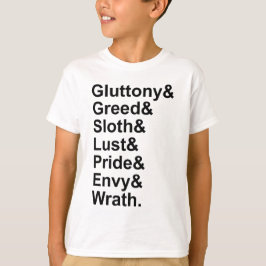 T-shirt 7 Péchés Mortels - Fierté Gluttony Envie De Colère