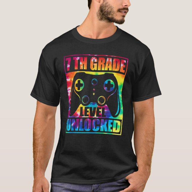 T-shirt 7e année déverrouillé Retour à l'école jeu vidéo (Devant)