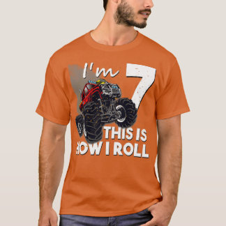 T-shirt 7e anniversaire Boy Monster Camion 7 ans Cadeau