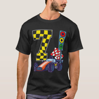 T-shirt 7E Anniversaire Boy Race Véhicules Feux Racer 7 Y