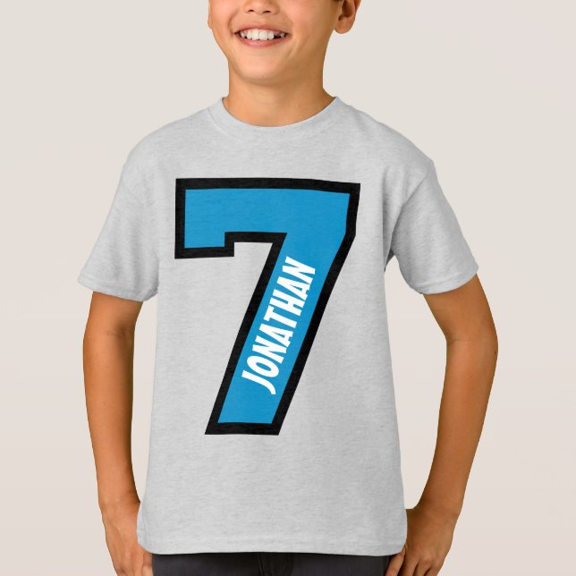 T-shirt 7e anniversaire Boy Sports Numéro Sept ans A04 (Devant)