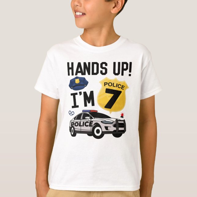 T-shirt 7e anniversaire Cadeau policier 7 année garçon (Devant)