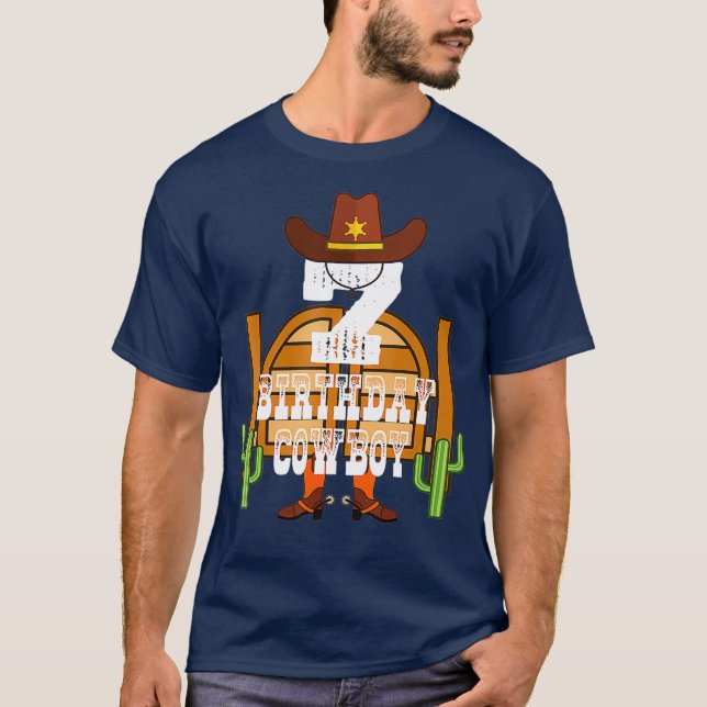 T-shirt 7e anniversaire Cowboy Enfant 7 ans Ancien Rodéo L (Devant)