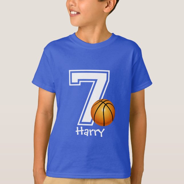 T-shirt 7e anniversaire garçon basket-ball personnalisé-2 (Devant)