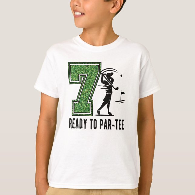 T-shirt 7e anniversaire Gift Golf Player 7 année Vieux gar (Devant)