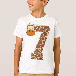 T-shirt 7e anniversaire Giraffe Animaux Garçons Enfants 7 