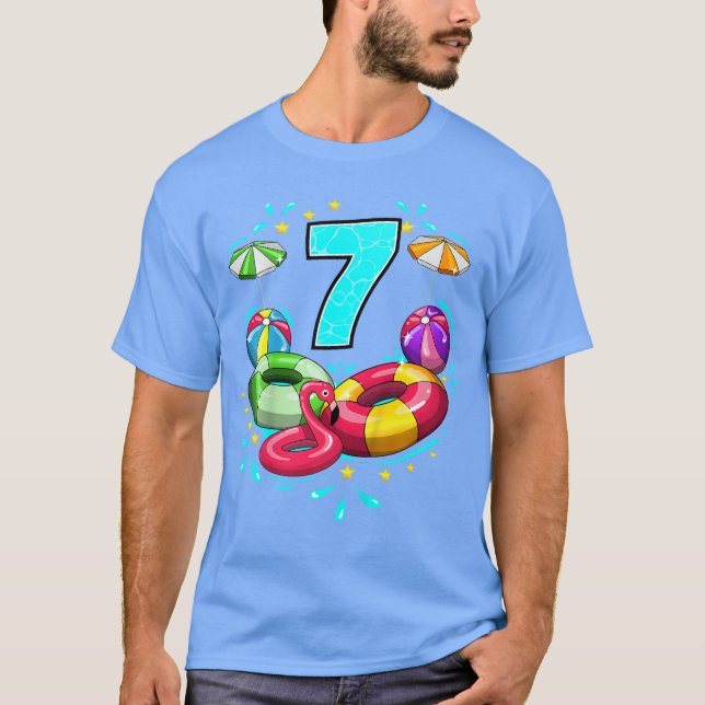 T-shirt 7e anniversaire Pool Party 7 ans Old Beach Ball Su (Devant)