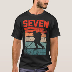 T-shirt 7e anniversaire Retro Hockey sur glace 7 ans Garço
