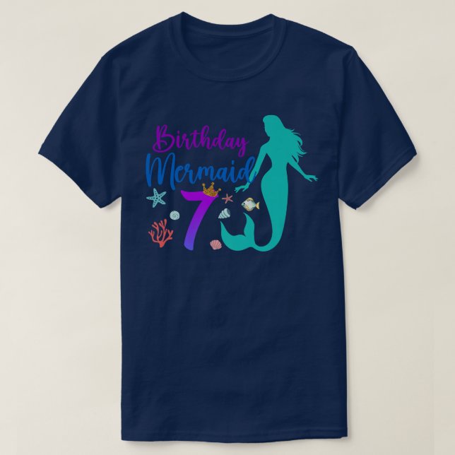 T-shirt 7e anniversaire Sirène Océan 7 ans Ancien Bda magi (Design devant)